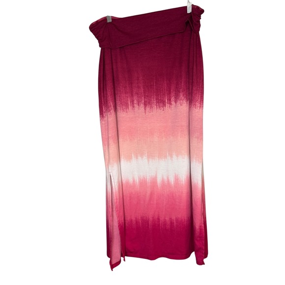 Faded Glory Girls Maxi Skirt L/G (12-14) Wine Pink Ombre Slit Casual Summer - Picture 1 of 3